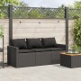 3-seater garden sofa with black synthetic rattan cushions by vidaXL, Outdoor sofas - Ref: Foro24-366341, Price: 214,99 €, Dis...