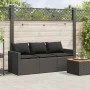 3-seater garden sofa with black synthetic rattan cushions by vidaXL, Outdoor sofas - Ref: Foro24-366341, Price: 215,43 €, Dis...