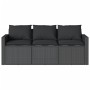 3-Sitzer-Gartensofa mit schwarzen synthetischen Rattankissen von vidaXL, Outdoor-Sofas - Ref: Foro24-366341, Preis: 214,99 €,...