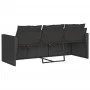 3-seater garden sofa with black synthetic rattan cushions by vidaXL, Outdoor sofas - Ref: Foro24-366341, Price: 215,43 €, Dis...