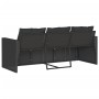 3-Sitzer-Gartensofa mit schwarzen synthetischen Rattankissen von vidaXL, Outdoor-Sofas - Ref: Foro24-366341, Preis: 214,99 €,...