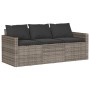 3-Sitzer-Gartensofa mit grauen synthetischen Rattankissen von vidaXL, Outdoor-Sofas - Ref: Foro24-366343, Preis: 201,90 €, Ra...