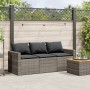 3-Sitzer-Gartensofa mit grauen synthetischen Rattankissen von vidaXL, Outdoor-Sofas - Ref: Foro24-366343, Preis: 201,90 €, Ra...