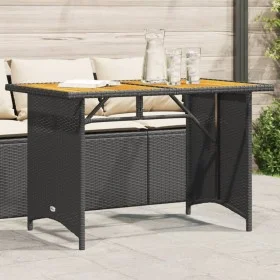 Garden table black PE rattan wooden surface 110x68x70 cm by vidaXL, Garden tables - Ref: Foro24-366355, Price: 99,15 €, Disco...
