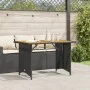 Garden table black PE rattan wooden surface 110x68x70 cm by vidaXL, Garden tables - Ref: Foro24-366355, Price: 99,11 €, Disco...