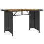 Garden table black PE rattan wooden surface 110x68x70 cm by vidaXL, Garden tables - Ref: Foro24-366355, Price: 99,11 €, Disco...