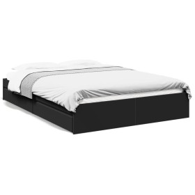 Black engineered wood bed frame with drawers 150x200 cm by vidaXL, Beds and slatted bases - Ref: Foro24-3280651, Price: 175,3...