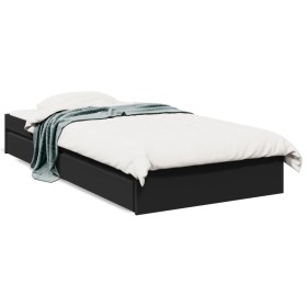 Cama con cajones madera de ingeniería negra 90x200 cm de vidaXL, Camas y somieres - Ref: Foro24-3280679, Precio: 136,79 €, De...