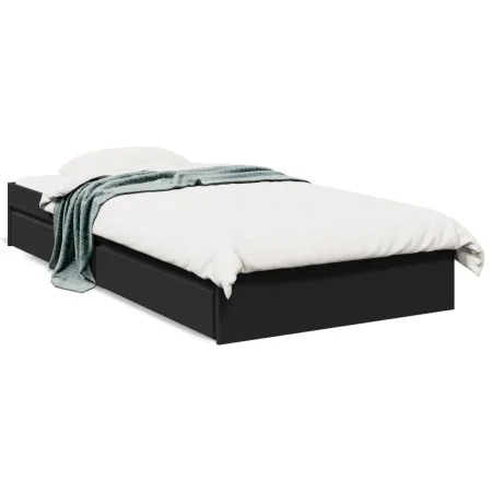 Black engineered wood bed with drawers 90x200 cm by vidaXL, Beds and slatted bases - Ref: Foro24-3280679, Price: 135,82 €, Di...