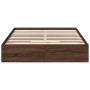 Oak brown engineered wood bed with drawers 140x190 cm by vidaXL, Beds and slatted bases - Ref: Foro24-3280691, Price: 186,09 ...