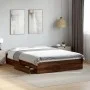 Oak brown engineered wood bed with drawers 135x190 cm by vidaXL, Beds and slatted bases - Ref: Foro24-3280698, Price: 186,45 ...