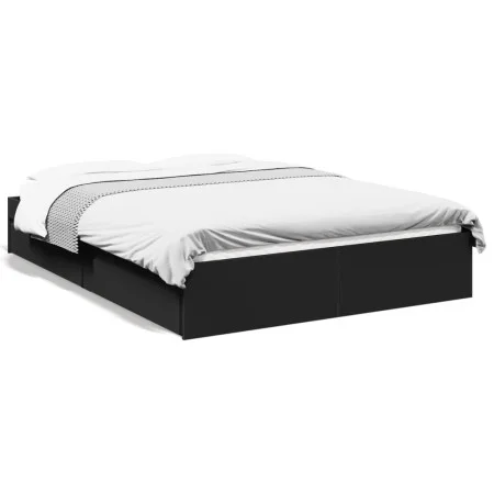 Black engineered wood bed with drawers 135x190 cm by vidaXL, Beds and slatted bases - Ref: Foro24-3280693, Price: 171,52 €, D...