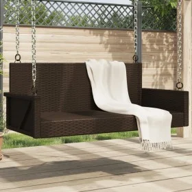Brown synthetic rattan swing bench 119x56x48 cm by vidaXL, garden benches - Ref: Foro24-365626, Price: 116,68 €, Discount: %