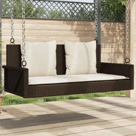 Swing bench with brown synthetic rattan cushions 119x56x48 cm by vidaXL, garden benches - Ref: Foro24-365630, Price: 147,75 €...