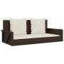 Banco columpio con cojines ratán sintético marrón 119x56x48 cm de vidaXL, Bancos de jardín - Ref: Foro24-365630, Precio: 140,...