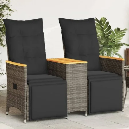 2-Sitzer-Gartensofa mit grauem PE-Rattantisch von vidaXL, Outdoor-Sofas - Ref: Foro24-365723, Preis: 286,31 €, Rabatt: %
