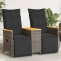Sofá de jardín reclinable de 2 plazas con mesa ratán PE gris de vidaXL, Sofás de exterior - Ref: Foro24-365723, Precio: 244,9...