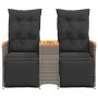 Sofá de jardín reclinable de 2 plazas con mesa ratán PE gris de vidaXL, Sofás de exterior - Ref: Foro24-365723, Precio: 244,9...