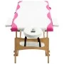 Camilla de masaje plegable 2 zonas madera blanco y rosa de vidaXL, Mesas de masaje - Ref: Foro24-110210, Precio: 146,82 €, De...
