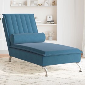Sofá diván de masaje con cojín de terciopelo azul