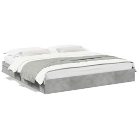 Betongraues Holzwerkstoffbett mit Schubladen 180x200 cm von vidaXL, Betten und Lattenroste - Ref: Foro24-3280639, Preis: 165,...