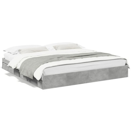 Cama con cajones madera ingeniería gris hormigón 180x200 cm de vidaXL, Camas y somieres - Ref: Foro24-3280639, Precio: 166,88 €