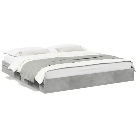 Concrete gray engineered wood bed with drawers 180x200 cm by vidaXL, Beds and slatted bases - Ref: Foro24-3280639, Price: 163...