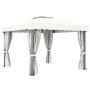 Cenador con cortina blanco crema aluminio 3x3 m