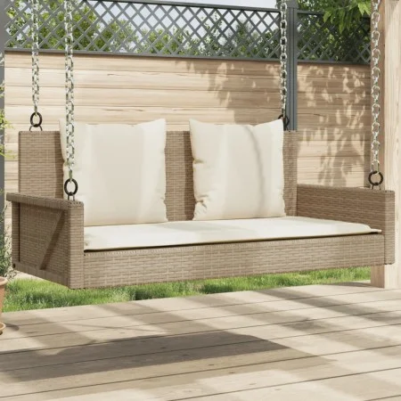 Swing bench with beige synthetic rattan cushions 119x56x48 cm by vidaXL, garden benches - Ref: Foro24-365632, Price: 131,02 €...