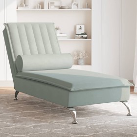 Sofá diván de masaje con cojín de terciopelo gris claro