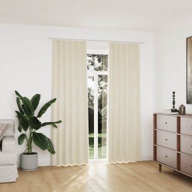 Cortinas opacas con ganchos 2 pzas terciopelo crema 140x225 cm Cortinas opacas con ganchos 2 pzas terciopelo crema 140x225 cm