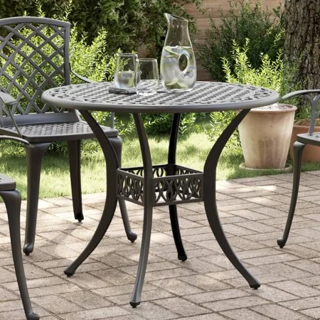 Black cast aluminum garden table Ø90x75 cm by vidaXL, Garden tables - Ref: Foro24-4002808, Price: 216,41 €, Discount: %