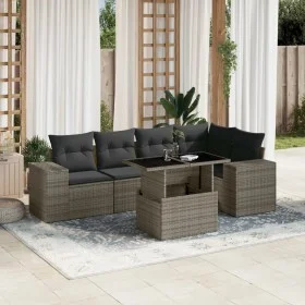 6-teiliges Gartenmöbel-Set und graue synthetische Rattankissen von vidaXL, Gartensets - Ref: Foro24-3269150, Preis: 434,05 €,...