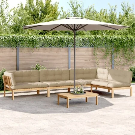Garden pallet sofa set and cushions 5 pieces acacia wood by vidaXL, Outdoor sofas - Ref: Foro24-3209387, Price: 862,91 €, Dis...