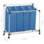 Wäschetrenner mit 4 blauen Stahlsäcken von vidaXL, Wäschekörbe - Ref: Foro24-288332, Preis: 40,10 €, Rabatt: %
