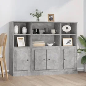 Hohes Sideboard aus 3-teiligem betongrauem Sperrholz von vidaXL, Sideboards - Ref: Foro24-3185307, Preis: 170,09 €, Rabatt: %