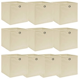 Storage boxes 10 pcs cream fabric 32x32x32 cm by vidaXL, Storage baskets - Ref: Foro24-288359, Price: 45,29 €, Discount: %