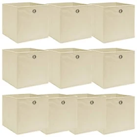 Storage boxes 10 pcs cream fabric 32x32x32 cm by vidaXL, Storage baskets - Ref: Foro24-288359, Price: 44,49 €, Discount: %