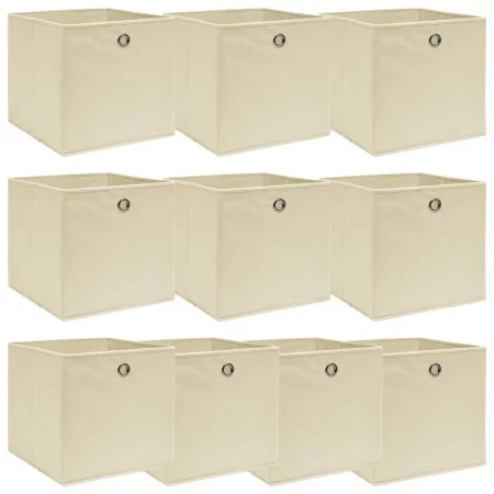 Storage boxes 10 pcs cream fabric 32x32x32 cm by vidaXL, Storage baskets - Ref: Foro24-288359, Price: 44,49 €, Discount: %