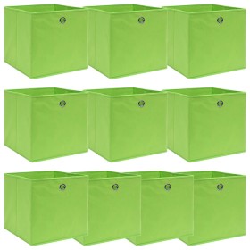 Cajas de almacenaje 10 uds tela verde 32x32x32 cm
