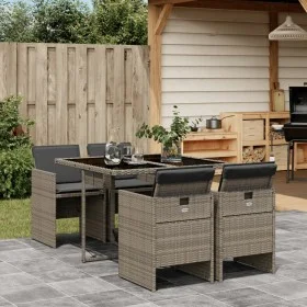 Set comedor de jardín 5 piezas con cojines ratán sintético gris by vidaXL, Garden sets - Ref: Foro24-3277663, Price: 357,83 €...