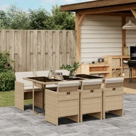 Set comedor de jardín 7 pzas con cojines ratán sintético beige by vidaXL, Garden sets - Ref: Foro24-3277677, Price: 535,97 €,...