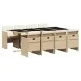 Set comedor de jardín 9 pzas con cojines ratán sintético beige de vidaXL, Conjuntos de jardín - Ref: Foro24-3277689, Precio: ...