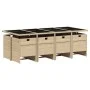 Set comedor de jardín 9 pzas con cojines ratán sintético beige de vidaXL, Conjuntos de jardín - Ref: Foro24-3277689, Precio: ...