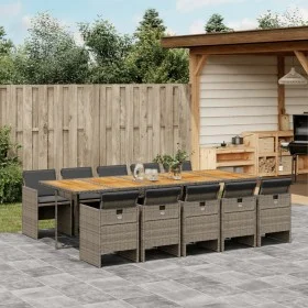 Garten-Essgruppe 11-teilig mit grauen Polstern aus synthetischem Rattan. von vidaXL, Gartensets - Ref: Foro24-3277705, Preis:...