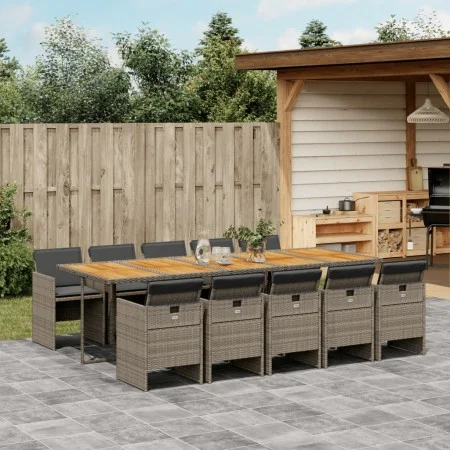 Set de comedor de jardín 11 pzas y cojines ratán sintético gris by vidaXL, Garden sets - Ref: Foro24-3277705, Price: 1,00 €, ...