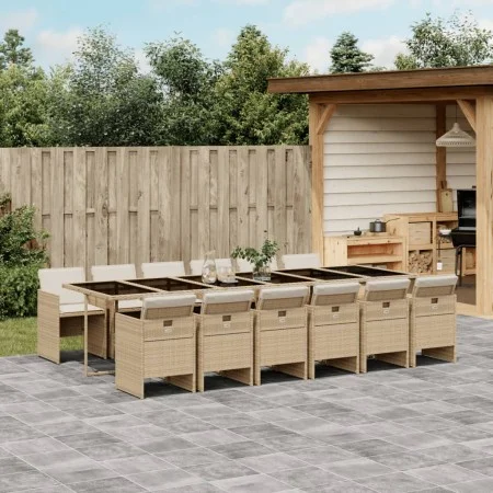 Set comedor de jardín con cojines 13 pzas ratán sintético beige by vidaXL, Garden sets - Ref: Foro24-3277713, Price: 1,00 €, ...