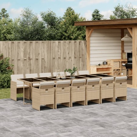 Set comedor de jardín con cojines 13 pzas ratán sintético beige by vidaXL, Garden sets - Ref: Foro24-3277713, Price: 1,00 €, ...