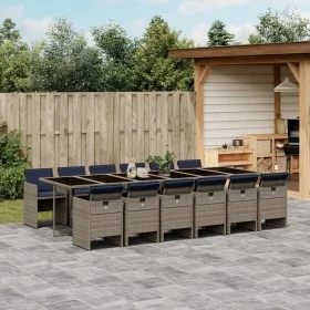 Garten-Essgruppe mit 13-teiligen Kissen aus grauem synthetischem Rattan. von vidaXL, Gartensets - Ref: Foro24-3277711, Preis:...