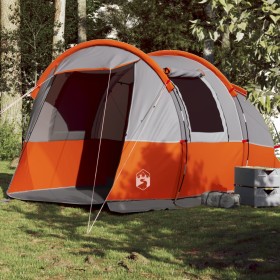 Tienda de camping con túnel 4 personas impermeable gris naranja
